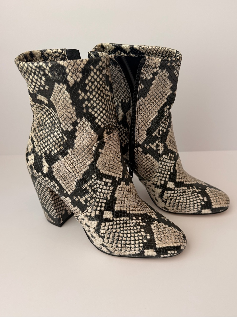 Aldo Snake-Print Ankle Boots in Beige & Black - Women's Fashion Boots
